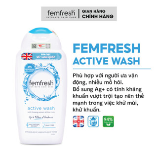  Dung Dịch Vệ Sinh Nữ Cho Người Ưa Vận Động Giúp Vùng Kín Sạch Thơm Tươi Mới Femfresh Active Fresh Wash 250ml UK 