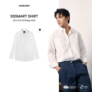 Áo sơ mi nam tay dài cổ trụ cổ đức SSSTUTTER sơ mi oxford  2 cổ dáng rộng nam nữ SSSMART SHIRT