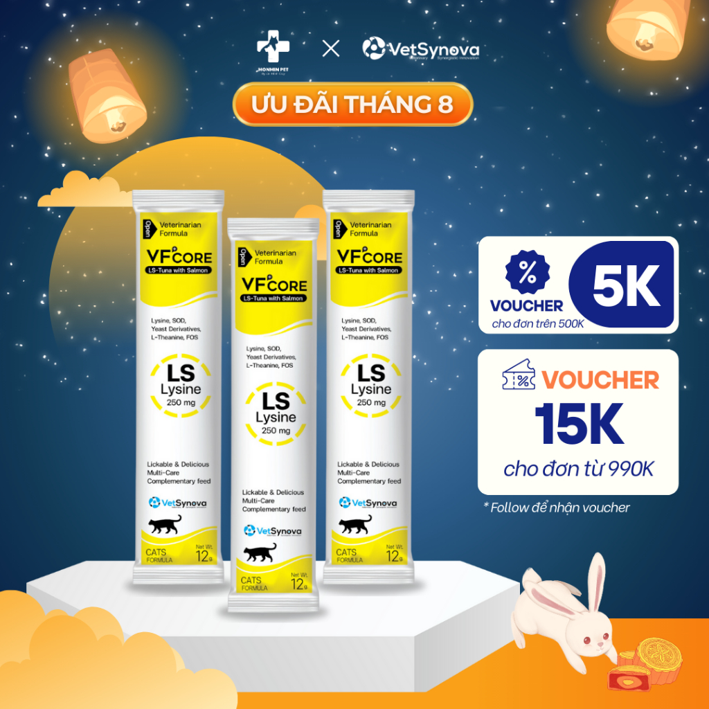 Súp thưởng VF Core Lysine giảm táo bón, chăm sóc hệ tiêu hóa cho mèo thanh 12g