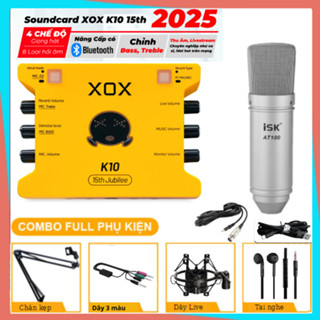 Bộ Combo Mic Thu Âm Hát Livestream  Sound Card XOX K10 15th 2025 & Mic ISK AT100 Thu Âm chuyên nghiệp