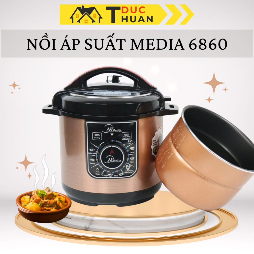 Nồi Áp Suất Điện Đa Năng Cao cấp 9 chế độ nấu NK-Media Dung Tích 6L ĐT HOME