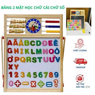 Bảng học 2 Mặt chữ cái Tiếng Việt -Chữ số -  Phép tính có gắn Nam Châm an toàn, Bảng Education Board cao cấp