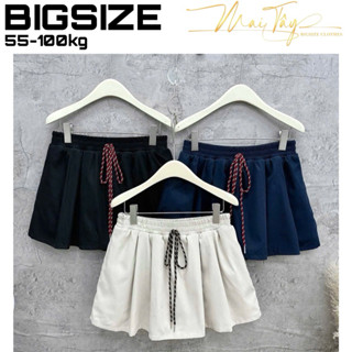   Bigsize 60-90kg  Chân Váy cạp chun xếp ly dúm có quần bảo hộ 