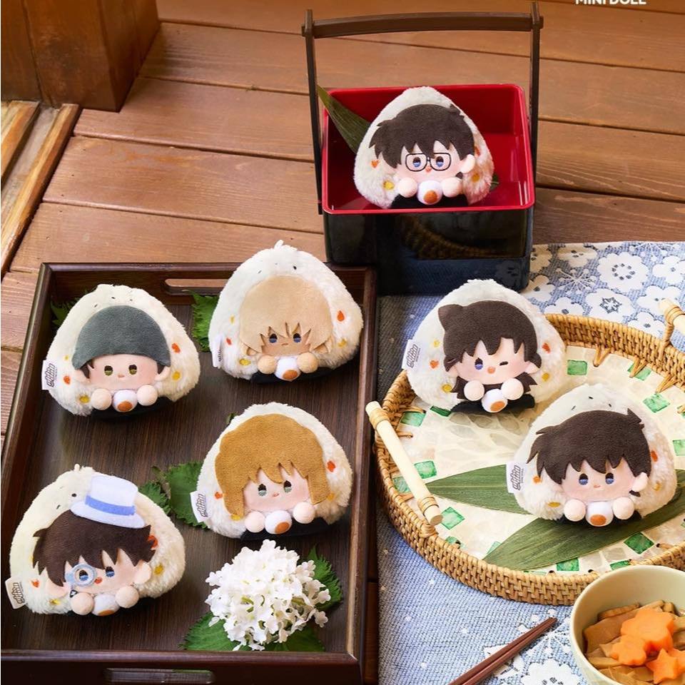 Móc gấu bông hình cơm nắm nhân vật Conan Shinichi Ran Haibara Amuro Akai