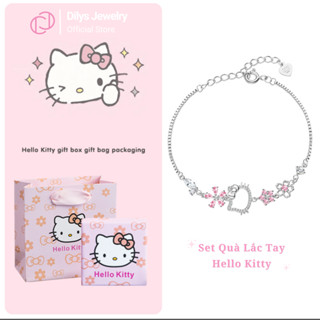 [Set Quà] Bộ quà tặng lắc tay Hello Kitty cho nữ kèm túi Titanium đáng yêu không gỉ bền màu FreesizeDILYS-MFHK
