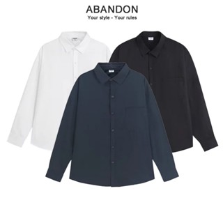  Áo Sơ Mi Tay Dài Vải Kaki Cotton Mềm Mại Có Túi Áo Ngực Form Regular Fit ABANDON A24 