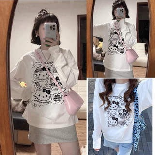  Áo Thun Dài Tay In Hình Kitty form rộng. Sweeter chất thun chân cua phong cách hàn quốc 