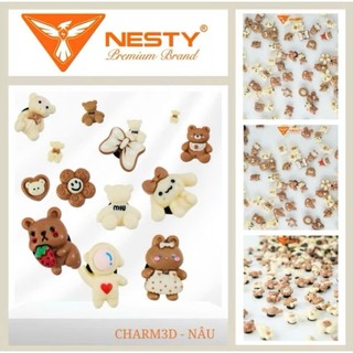 [Giao Ngẫu Nhiên] Set 10 Charm Gắn Dép tone Kem-Nâu Chất Liệu Nhựa PVC