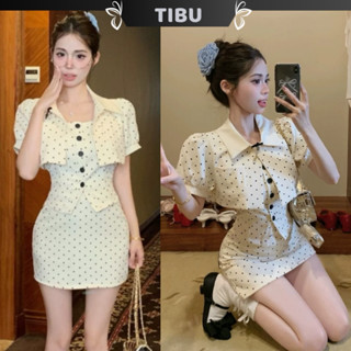 Set Áo Gile Phối Áo Khoác Chân Váy Chấm Bi TIBU Set Đồ Nữ Sang Chảnh Đi Chơi Dự Tiệc Hottrend B564