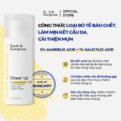 Dung Dịch Loại Bỏ Tế Bào Chết Geek&Gorgeous Cheer Up 5% Mandelic Acid + 1% Salicylic Acid 30ml
