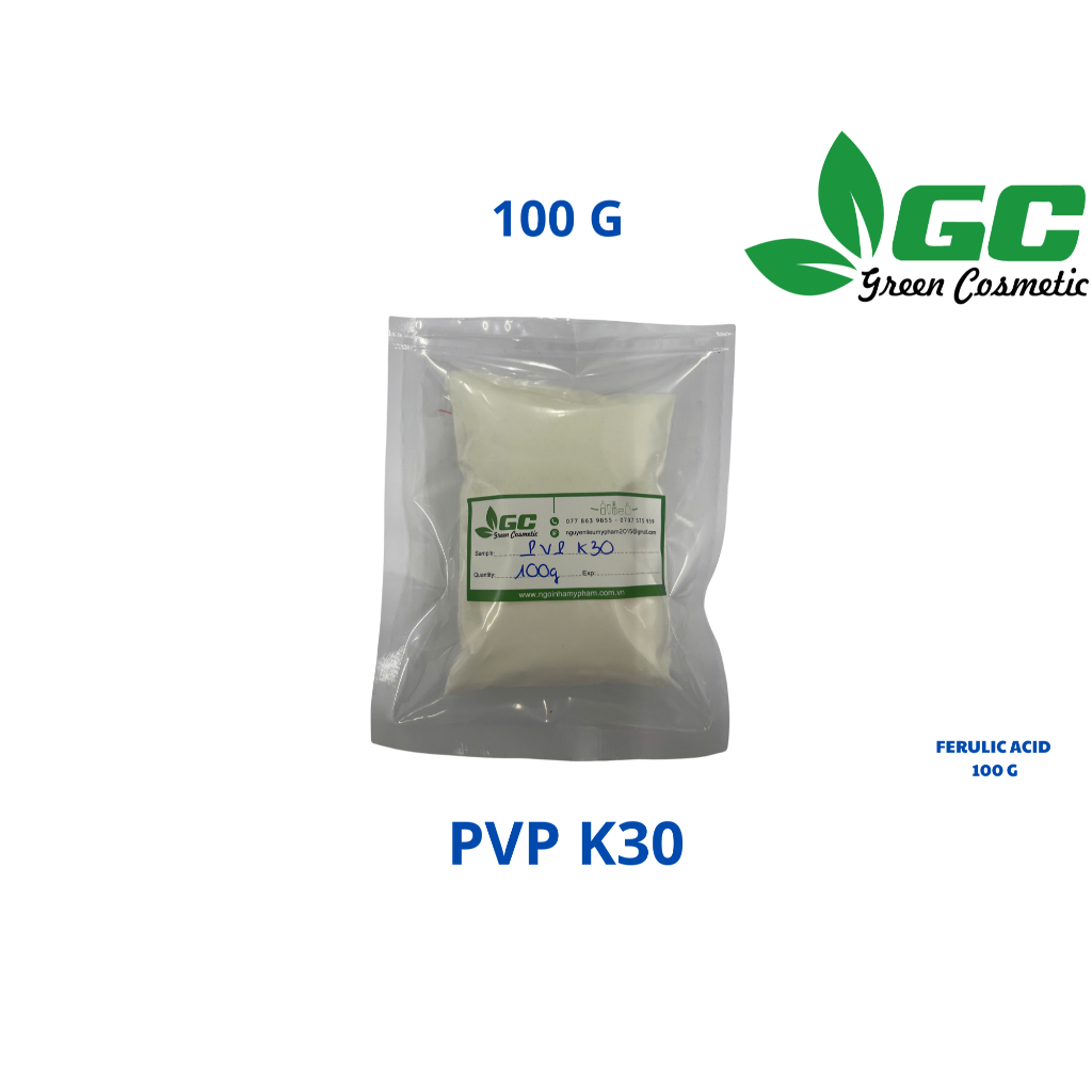 [HCM] PVP - Polymer tạo màng - nguyên liệu mỹ phẩm Greecosmetic 100g, 500g, 1 kg