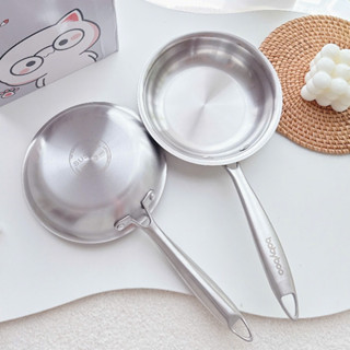 Chảo 16cm Inox Nguyên Khối 304 Cho Bé Yêu Ăn Dặm Không Nắp Của Babyboo Quánh Chảo,Chiển Rán Đồ Ăn Cho Bé