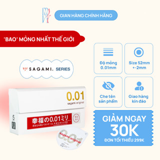  Bao cao su Sagami 0.01 - Siêu mỏng nhất thế giới siêu chân thật BCS Nhật Bản  hộp 5 bao  