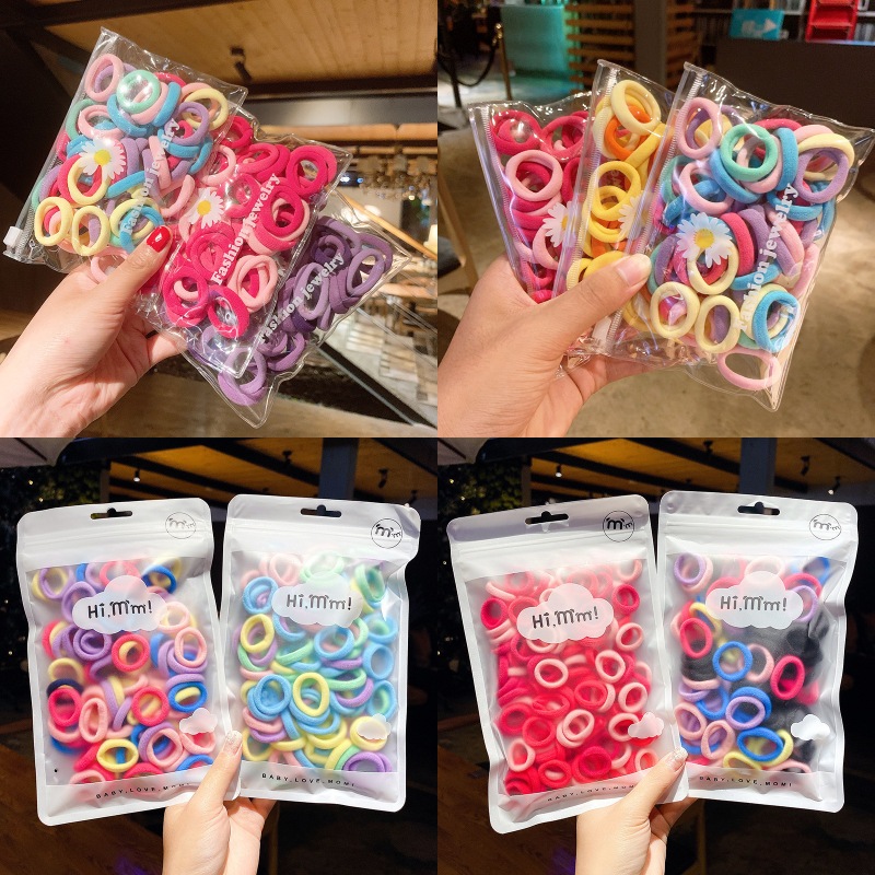 Túi 50/100 dây buộc tóc cột tóc 2.5cm nhiều màu sắc cho bé gái- Set dây thun dây chun cột tóc