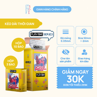 Bao cao su PLAYAH Last Long size 52mm - Kéo dài thời gian, siêu mỏng