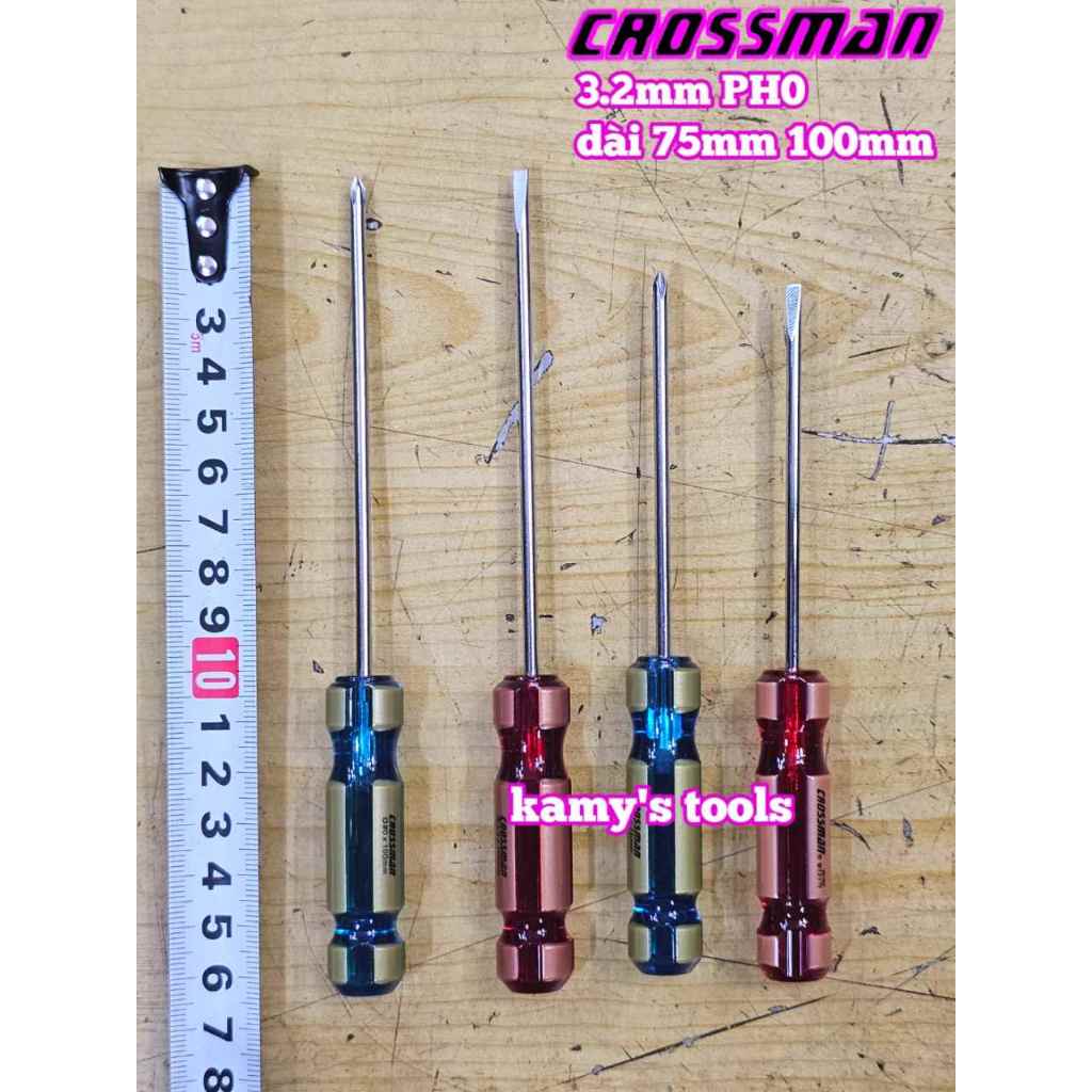 Tua vít bake dẹp 3.2mm PH0 Crossman dài 75mm 100mm 45-327 45-307 45-330 45-310