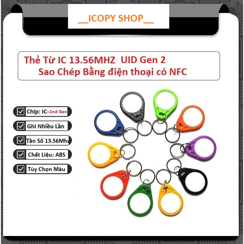 [COPY BẰNG ĐIỆN THOẠI NFC] COMBO 10 Thẻ từ UID 2nd Gen 13.56Mhz sao chép bằng điện thoại NFC và Máy 