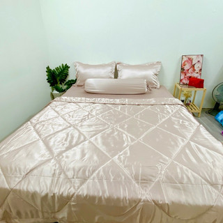Bộ chăn ga gối phi lụa (ga 2x2m , mền 2.2x2m, niệm dày 10-15cm), đủ mền