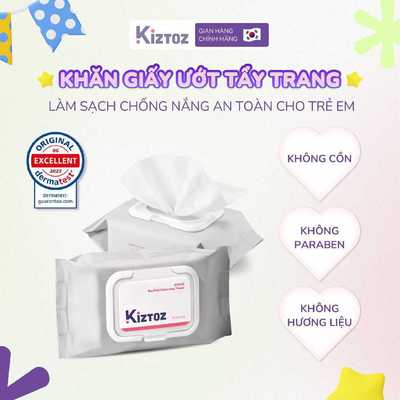 Khăn Giấy Ướt Tẩy Trang Làm Sạch Chống Nắng An Toàn Cho Trẻ Sơ Sinh Kiztoz The Mild Cleansing Tissue 30 Miếng