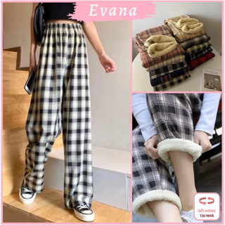[LOẠI ĐẸP] Quần Kẻ Lót Lông Nhiều Màu, Quần CaRô Nữ Ống Rộng Lót Lông Dáng Suông Giữ Nhiệt Mùa Đông Kẻ Sọc Cực Xinh QL16