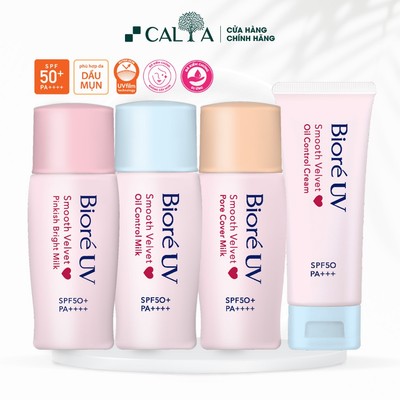 Kem Chống Nắng Biore Velvet Dạng Sữa Kiềm Dầu, Sáng Da - Bioré UV SPF 50+/PA+++ 30ml