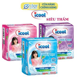 (Hàng Chính Hãng) Combo 8 Gói Băng Vệ Sinh Icool  Mặt Lưới Siêu Thấm Khô Thoáng Bạc Hà Mát Dịu