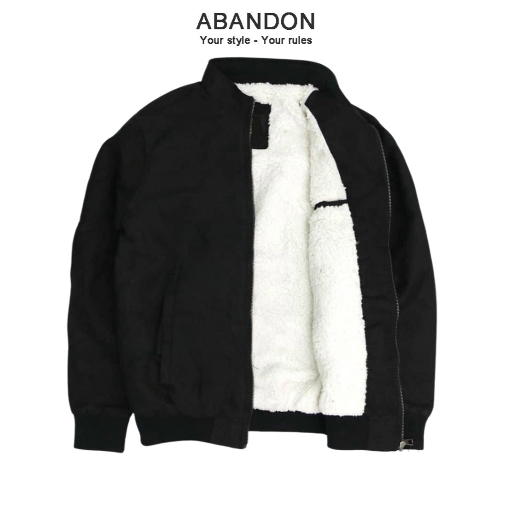 Áo Khoác Da Lộn Nam Lót Lông Cừu Cổ Cao Đẹp Cao Cấp ABANDON W1