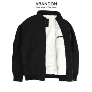 Áo Khoác Da Lộn Nam Lót Lông Cừu Cổ Cao Đẹp Cao Cấp ABANDON W1