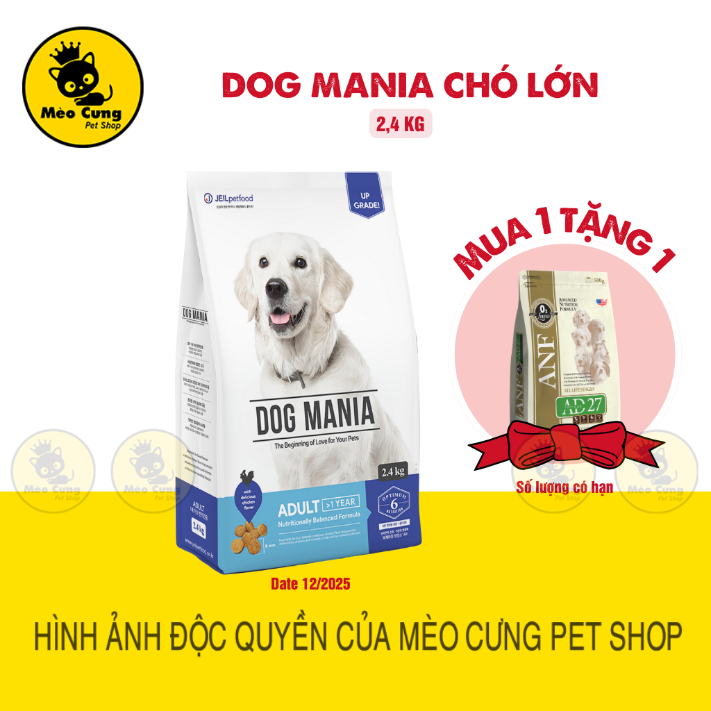 [1kg- BAO BÌ MỚI] HẠT DOG MANIA ADULT CHO CHÓ TRƯỞNG THÀNH 1kg
