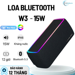 Loa Bluetooth W3 15W – Bass Căng, 2 Loa LED Sống Động Theo Nhạc – Pin Nghe Lâu 12H | 1992_onikume
