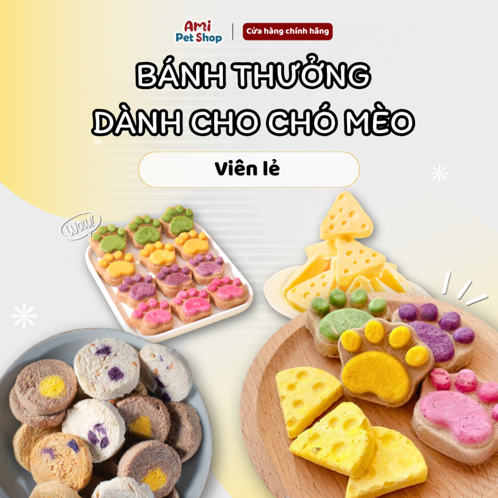 Snack Bánh Thưởng Cho Chó Mèo – Thịt Sấy Chân Mèo Mix Sữa Dê, Rau Củ, Phô Mai Béo Tăng Cân
