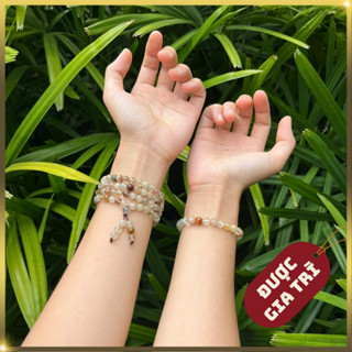  Đá T A Tóc Cộng Sinh Chuỗi 108 Hạt Và Vòng Đơn Đeo Tay Cho Nữ Size Hạt 6li 