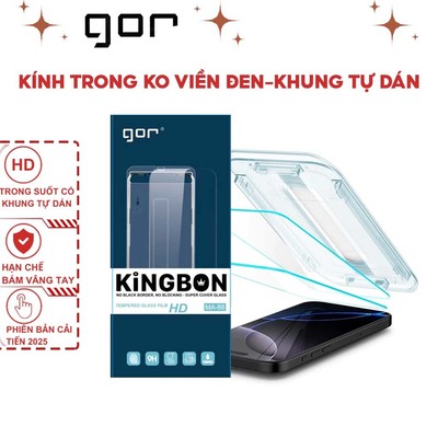 Kính Cường Lực Trong Suốt Không Viền Đen Khung Tự Dán Chính Hãng GOR Dùng Cho 12-13-14-15-16-Promax