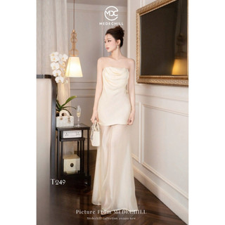  Set Áo Lụa Cúp Ngực Phối Chân Váy Tơ Dài MEDECHILL Set Dự Tiệc Sinh Nhật Sang Chảnh Cao Cấp T249 