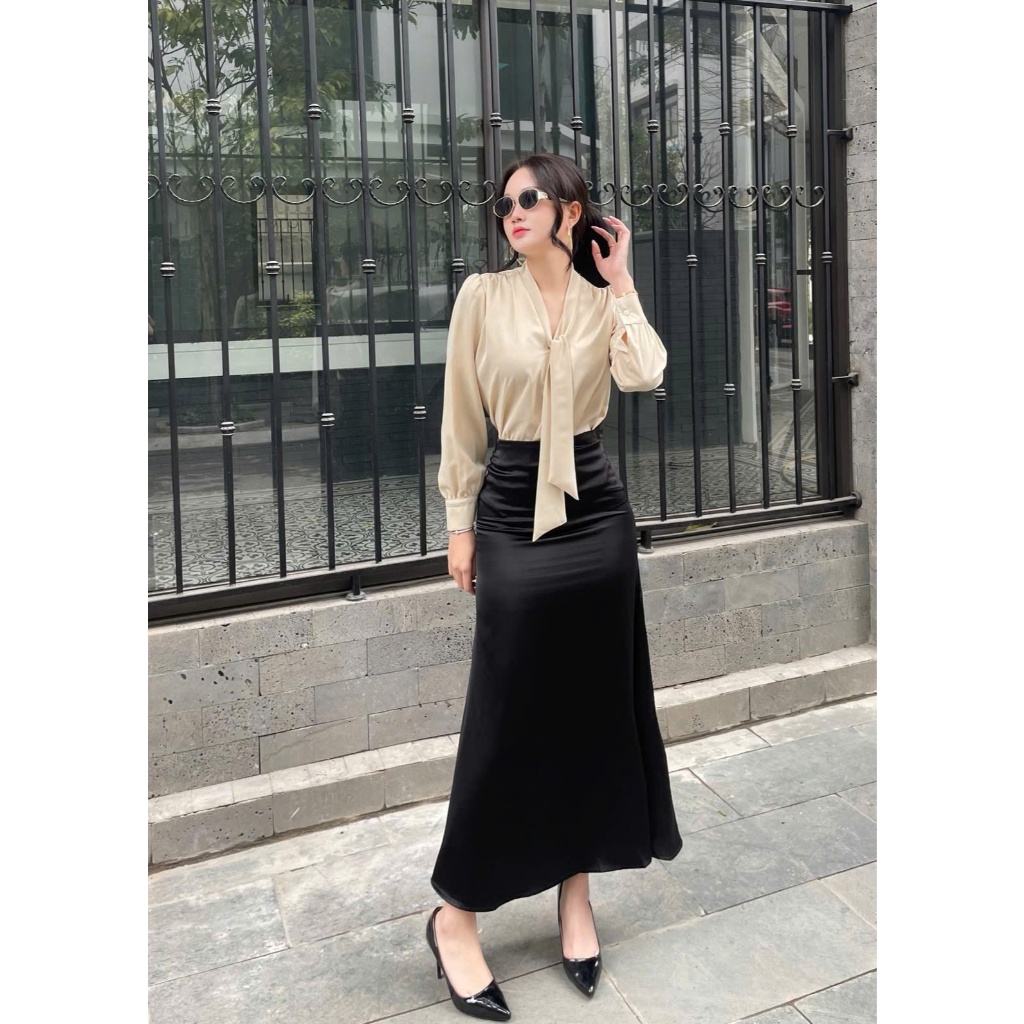 Chân váy lụa đuôi cá màu basic dáng dài chất mềm mịn sang chảnh thanh lịch SELYY CV202 | BigBuy360 - bigbuy360.vn