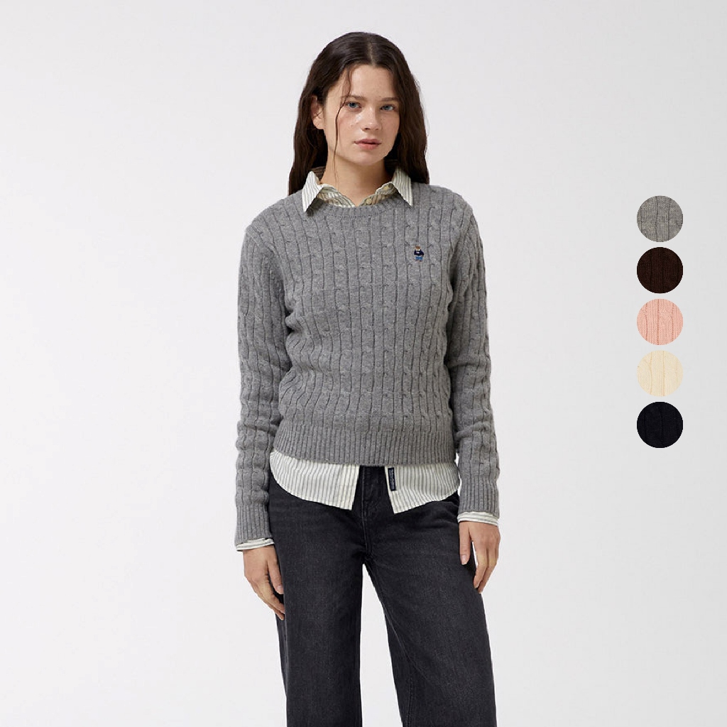 Áo Len WHO.A.U Steve Cable R-neck Pull over_WHKAF4901F