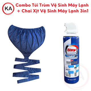  Combo Túi Trùm Vệ Sinh Máy Lạnh Nhiều Kích Thước  + Chai Xịt Vệ Sinh Máy Lạnh Bitop 3in1 500ml 