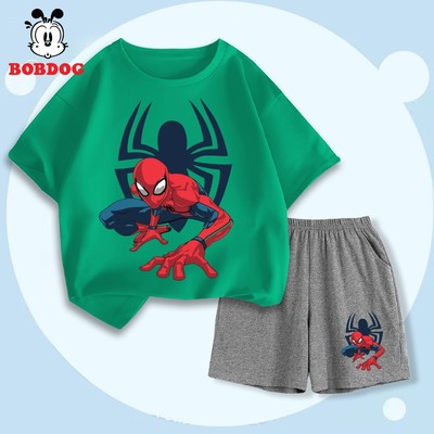 Bộ bé trai BOBDOG, quần áo trẻ em mặc hè chất liệu cotton hoạ tiết người nhện cho bé CD-BDO65