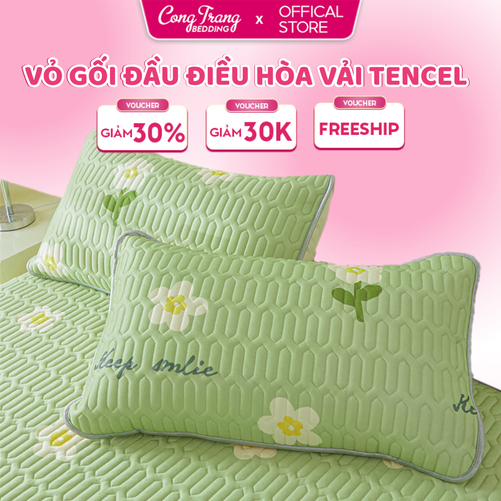 Vỏ gối đầu điều hòa latex PL họa tiết Nhiều Màu - Vải Tencel Chất Liệu Mát Lạnh Thoáng Khí (45cm x 65cm)