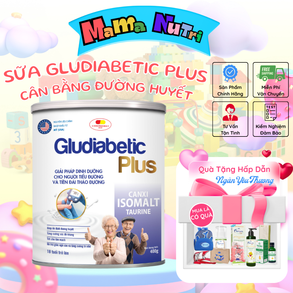 Sữa Bột Cho Người Tiểu Đường Gludiabetic Plus - Cân Bằng Đường Huyết, Hỗ Trợ Tim Mạch, Tốt Sức Khỏe