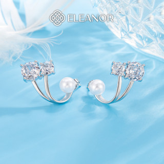  Bông tai nữ chuôi bạc 925 Eleanor Accessories viền cong đính đá phụ kiện trang sức khuyên tai 10355 