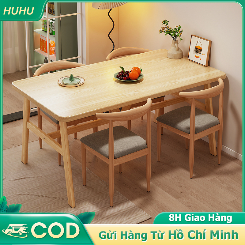 HUHU Bàn Ăn Phòng Khách Hiện Đại Bàn Ăn Gỗ Sang Trọng Cho Gia Đình Tiện Lợi Dễ Dọn Dẹp | BigBuy360 - bigbuy360.vn