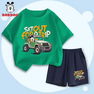 Đồ bộ bé trai BOBDOG, quần áo trẻ em cotton thấm hút mồ hôi in hình ngộ nghĩnh cho bé CD-BDO13