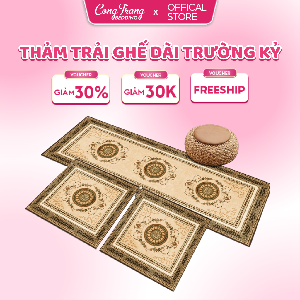 Thảm Trải Ghế Nỉ Bali, Đệm Trải Ghế, Bộ 3 món Một Dài + 2 Ngắn loại đẹp, Trải Ghế Gỗ, Ghế Trường Kỷ