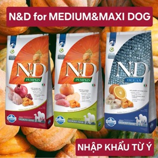 Hạt N&D CHO CHÓ-GÀ CHỌI 2kg5 12kg Farmina Medium and Maxi trưởng thành con bầu Natural & Delicious