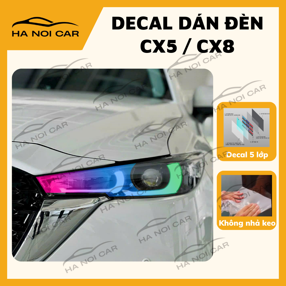 Cx5 Cx8: Decal dán đổi màu đèn Cx5 Cx8 trang trí xe