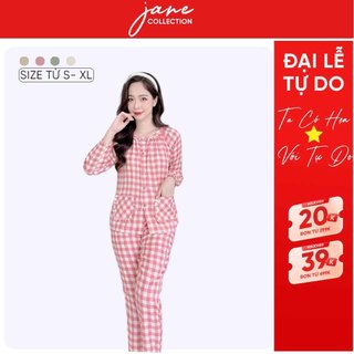  Set Đồ Kẻ Tay Dài Quần Dài Vải Mềm Mại - Bộ Đồ Mặc Nhà Đũi Mềm KP10 