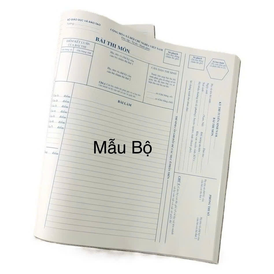 Set 50 tờ giấy thi Mẫu Bộ GD& ĐT, giấy thi Đại học, Giấy thi THPT Khổ A3