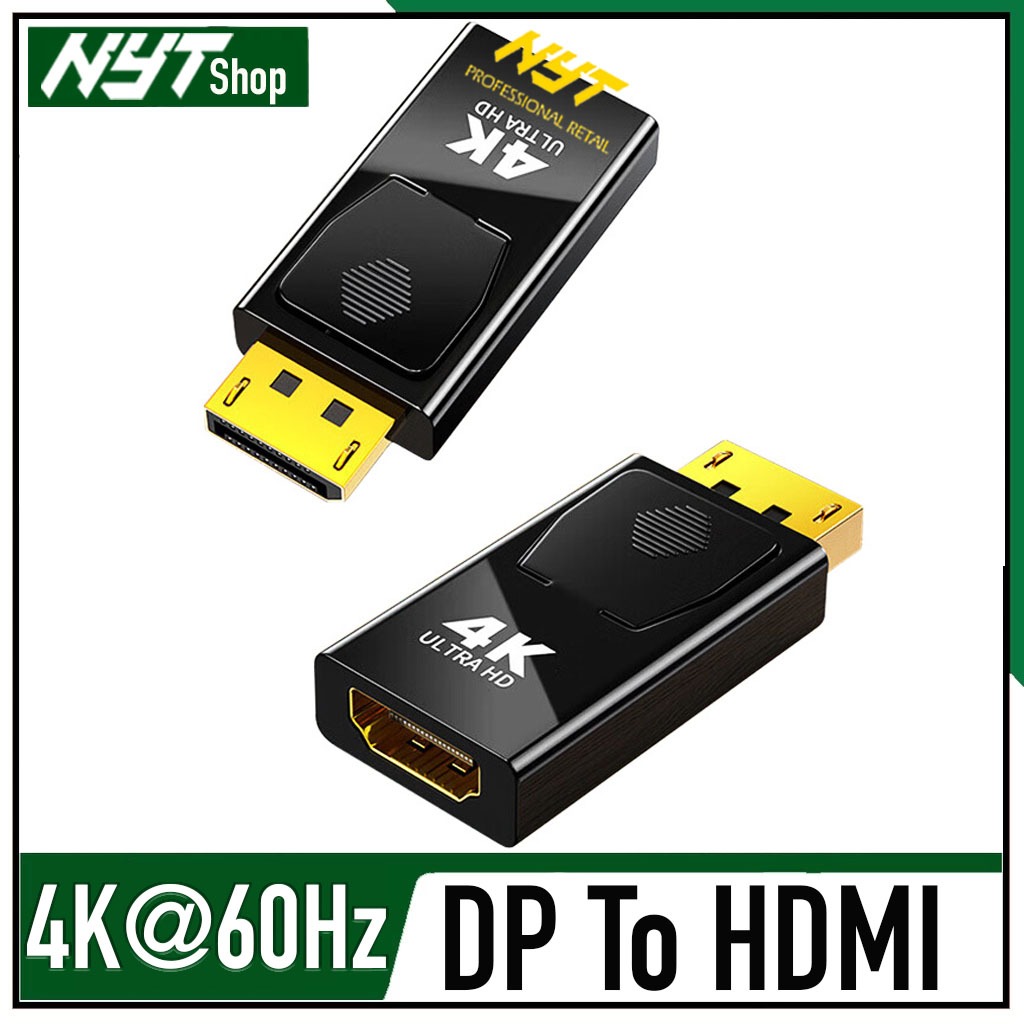 Displayport to HDMI Adapter 4K@6Hz Loại Xịn, Đầu Gold Plated 24K Chống Oxy Hóa
