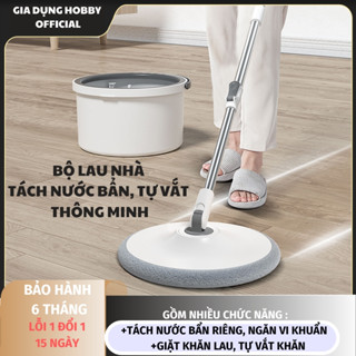 BẢN CAO CẤP- Cây lau nhà tách nước bẩn thông minh xoay 360 độ, Bộ lau nhà tách nước bẩn, Cây lau nhà tự vắt thông minh